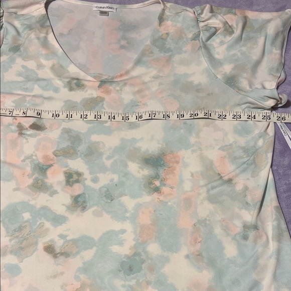 Calvin Klein Soft Blue V-Neck Short Sleeve Top - Picture 6 of 8